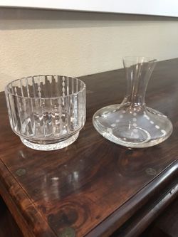 Mikasa Glass Wine Decanter and matching Bowl