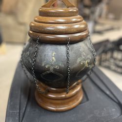 Vintage Decorative Wooden Lidded Jar