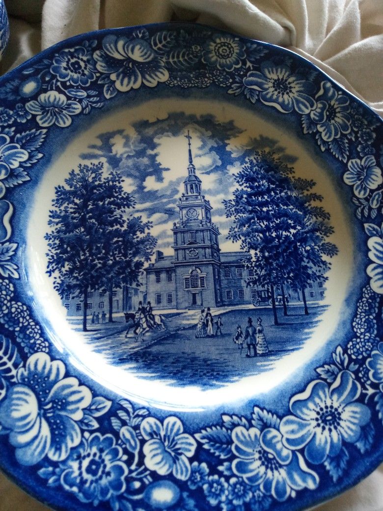 Liberty Blue Staffordshire Bread And Butter Plates