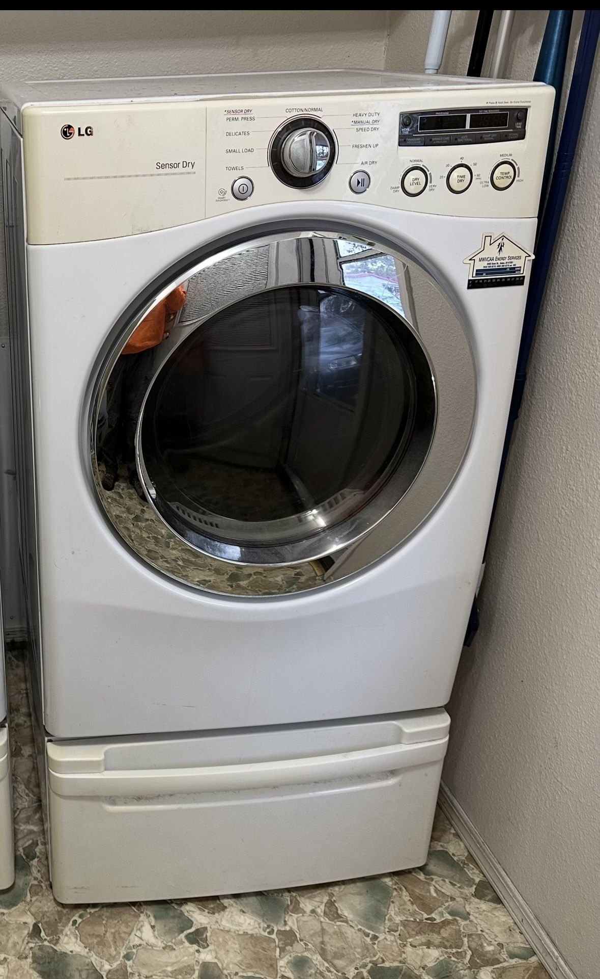 LG Front Load Dryer with Bottom Storage.
