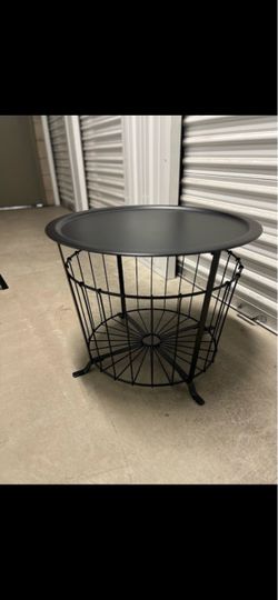 IKEA Round Black Metal Basket Side Table