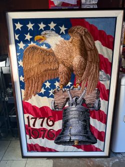 1(contact info removed) Bicentennial Eagle Needlepoint Framed Art