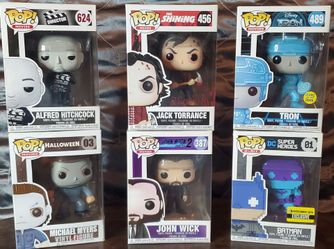 Funko Pop! Movies & Heroes Collection - Alfred Hitchcock, Jack Torrance, Tron, Michael Myers, John W