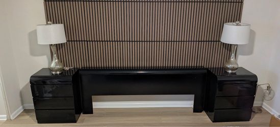 King bedroom Set, wood black High Gloss