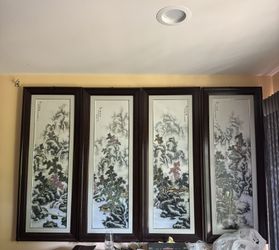 Antique Painted Japanese Wall Art