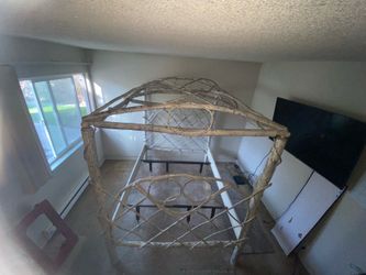 Rustic log style canopy bed frame