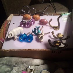 Misc Drawer Pulls And Brass Coat Hooks 