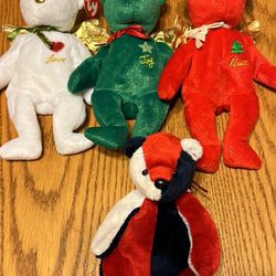 TY Beanie Baby Gift the Bear (White + Green red Versions) Tag 2003/2004 Patriot has no tag first three Gifts has tags