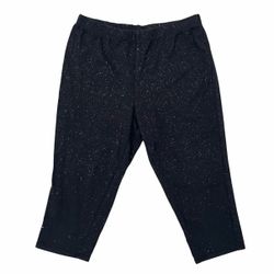 Faded Glory Girls L 10-12 Capri Leggings Black Glitter Sparkle Stretch Comfort