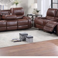 Keily Brown Reclinable Sofa And Loveseat 