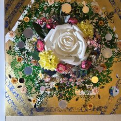 ⸻  ✨ Original Mixed Media Floral Artwork with Illuminated Butterflies – 36x36 ✨