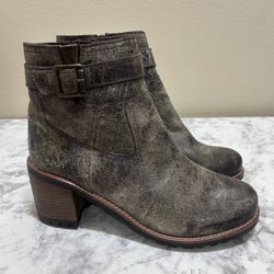 DIBA True Craze Hot Boot 11 Leather Charcoal Gray Zip Chunky Distress Lug Moto