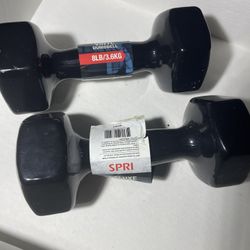 SPRI Deluxe Vinyl Dumbbells, 8 lb Pair, Black