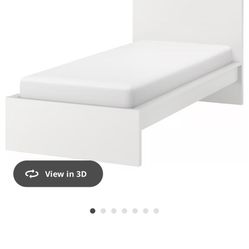 Ikea, Twin Bed White Color With Mattress