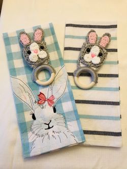 Spring Bunny Kitchen Towel Holders
