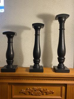Wood Black Candlesticks