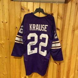 New Paul Krause Signed Jersey COA