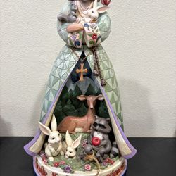 Jim Shore Heartwood Creek Saint Francis Solar Statue 