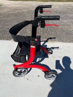 Drive Medical Nitro Rollator Walker with Seat – Red – 4 Wheel