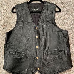 Men’s Black Leather Motorcycle Vest 