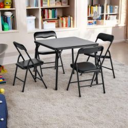 Homy Casa PAGE BLACK 5-PC Kids Table and Chair Set for Playroom, Dining, or Study Open Box
