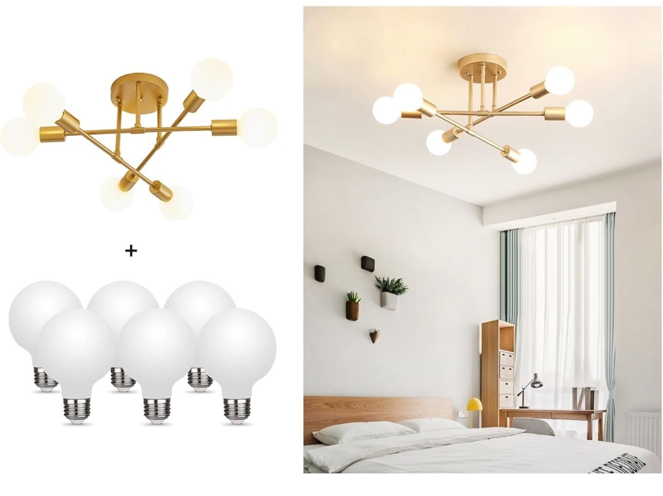 Modern Sputnik Chandelier, 6-Light