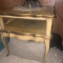 Antique hand carved tiered Queen Anne styled end table