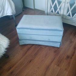 Ottoman Small. Soft Blue Velvet