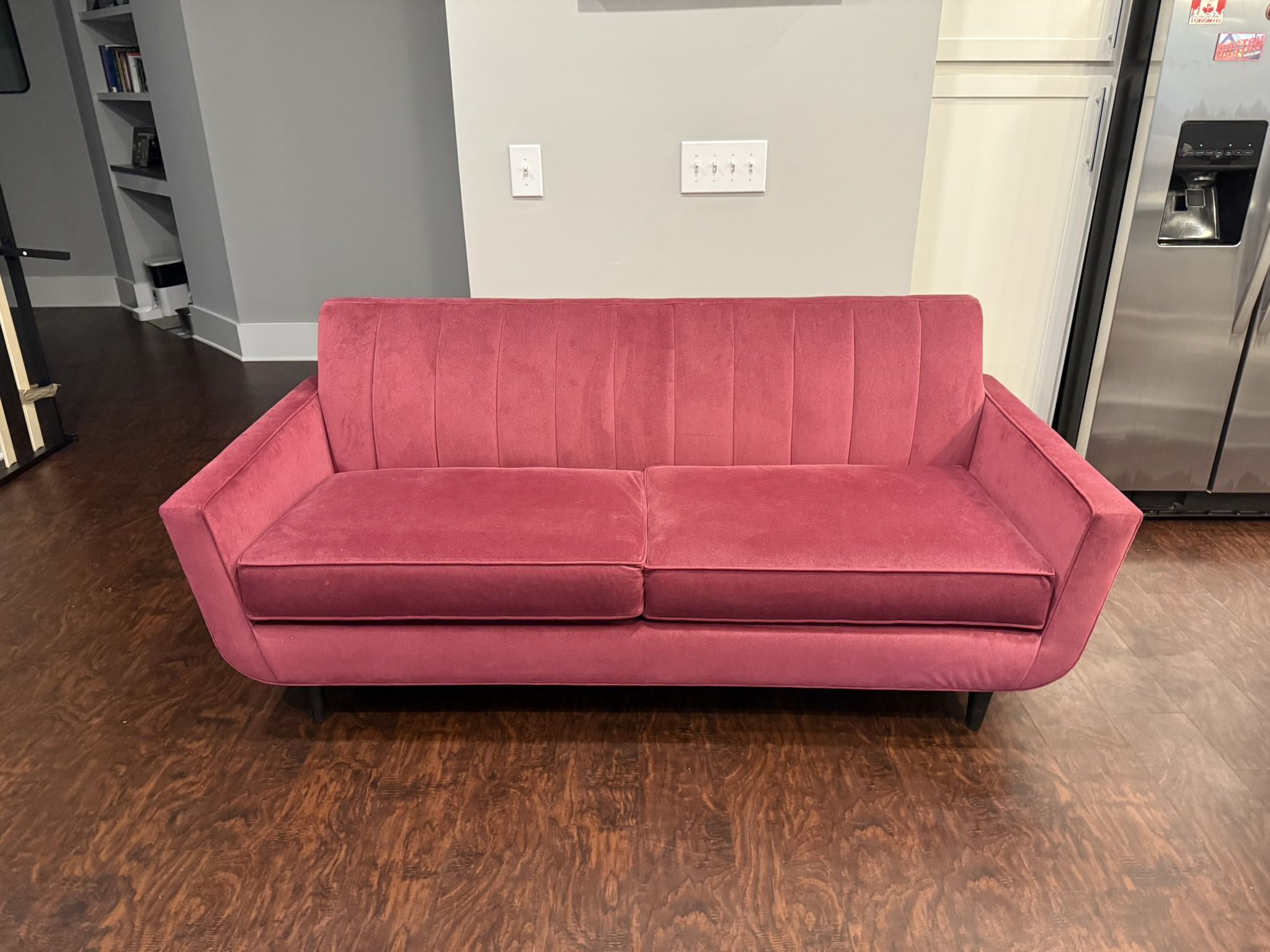 Modern Rose Wine Sofa – Velvet-Like Upholstery – 74”