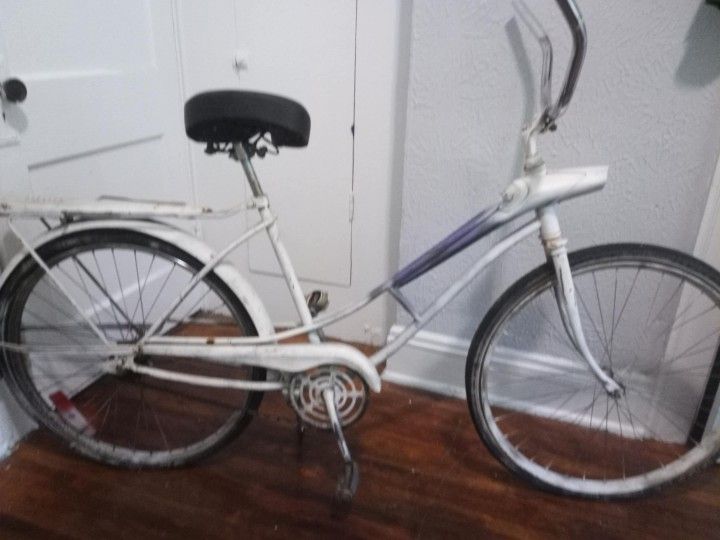 Old School Bike White And Purple