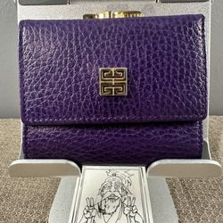 Purple Textured Givenchy Trifold Wallet with Gold Accent