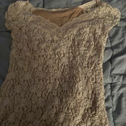 Tan And Off White Lace Shirt Size large 