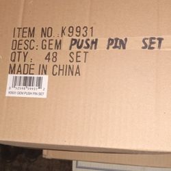Lot Of 48 Brand New Individually Boxed 8 Piece Colorfull  Genstone Push Pin Deal