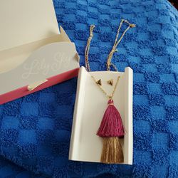 Lily Sky fringe necklace and post earrings