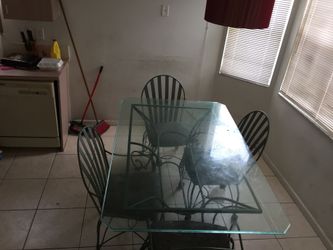 Glass kitchen table four chairs