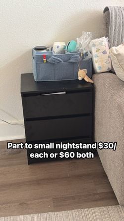 Black 2-Drawer Nightstand