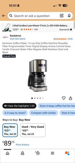 Kenmore Programmable Coffee Maker