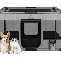Dog Playpen,Fabric Fence, Portable Soft Cat Kennel Crate,Breathable Exercise Puppy Pen,