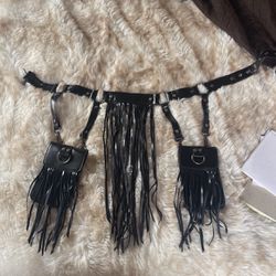 Belt With Fringes And Wallets