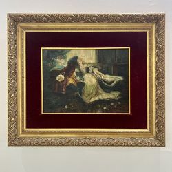 Antique French romantic oil painting
