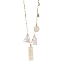 Gold Plated Sterling Silver Multi Shaped Swarovski Crystal Accented Pendant New