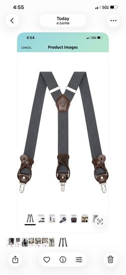 NEW Kohentact Suspenders with Clip & 6 Buttons 1.4in Y-Shape Stainless Steel