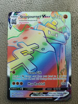 Photo Pokemon TCG Sword and Shield 202/205 Stonjourner VMAX Holographic Rare Card