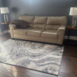 Beige Leather Sofa 