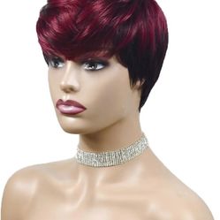 Synthetic Burgundy Short Cut Wig