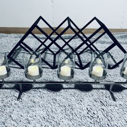 Black Geometric Metal Wine Rack - Crate & Barrel