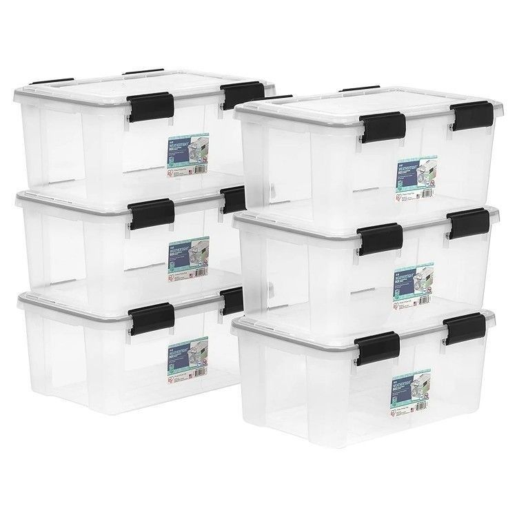 IRIS USA 19 QT WEATHERTIGHT Storage Box, 6 Pack, Pearl