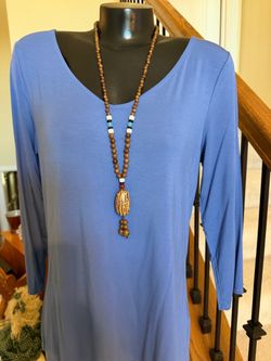 21” Drop Boho Wooden & Plastic Beads , Bean-Shaped Pendant Necklace