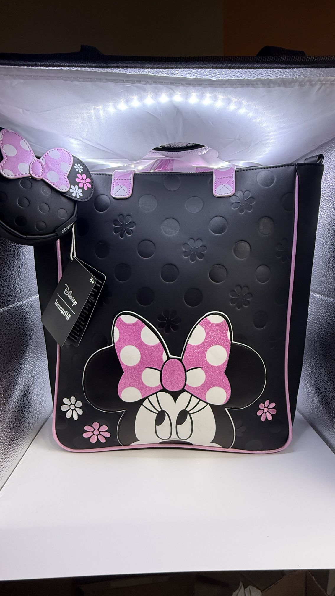 Minnie Mouse Floral Rock The Dots Tote Bag With Coin Bag