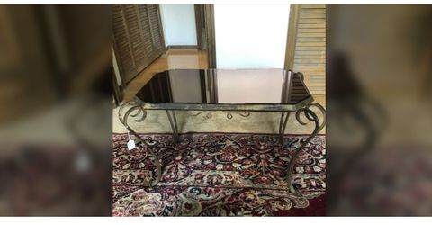 Iron & vintage Glass coffee Table